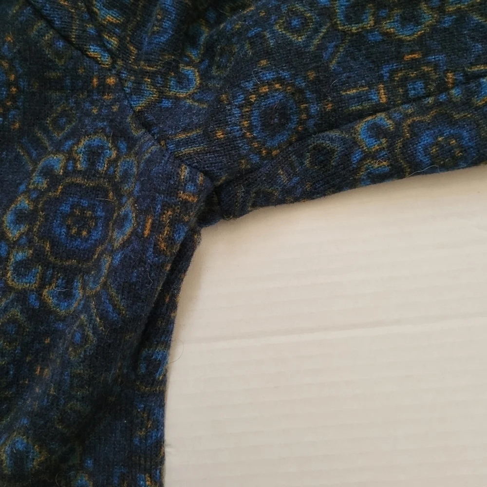 Sherpa jacket hoodie coat mid layer athletic outdoor paisley sustainable blue - Picture 14 of 16